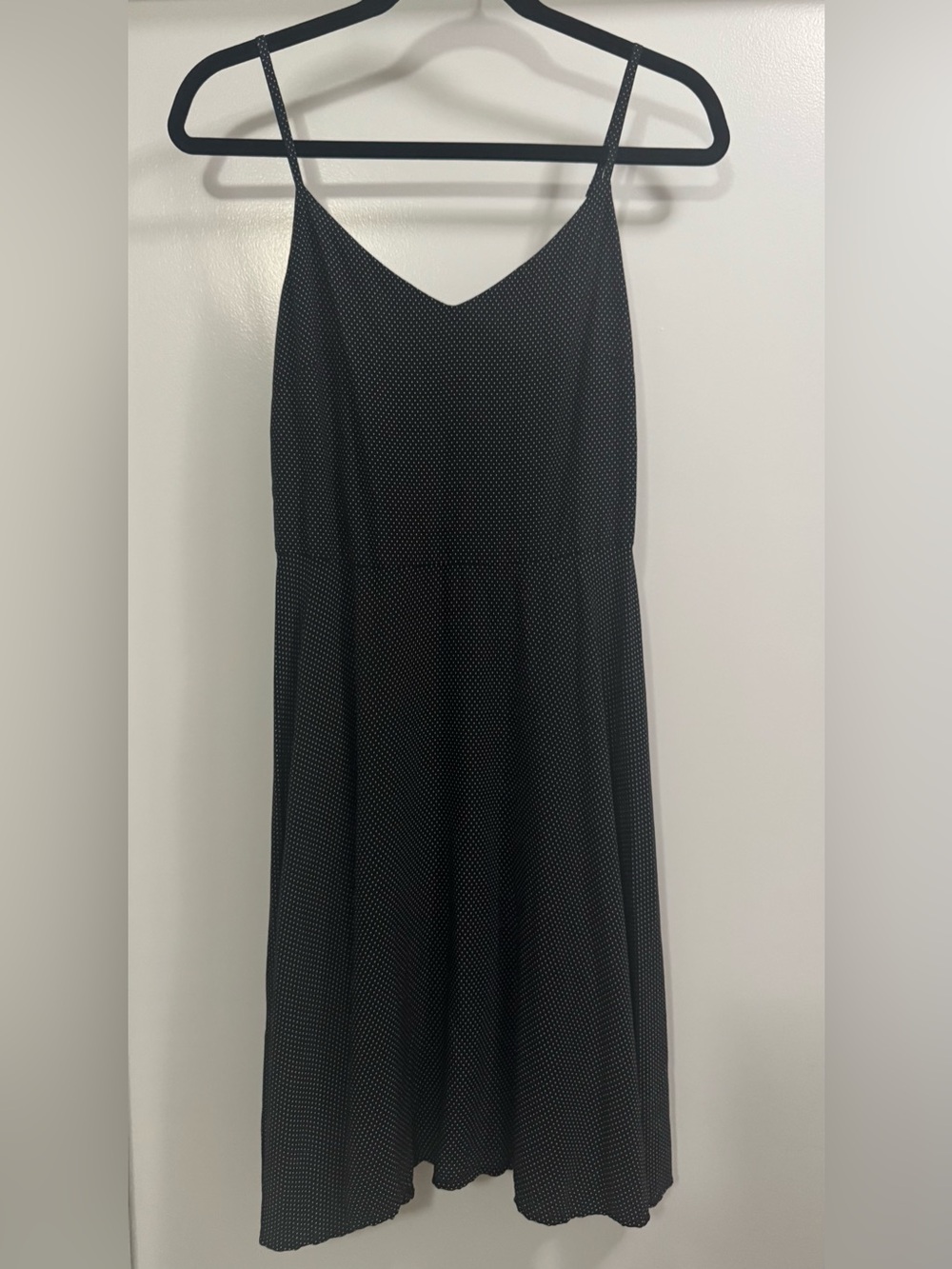 GAP Black Mini Slip Dress with White Micro Dot Pattern